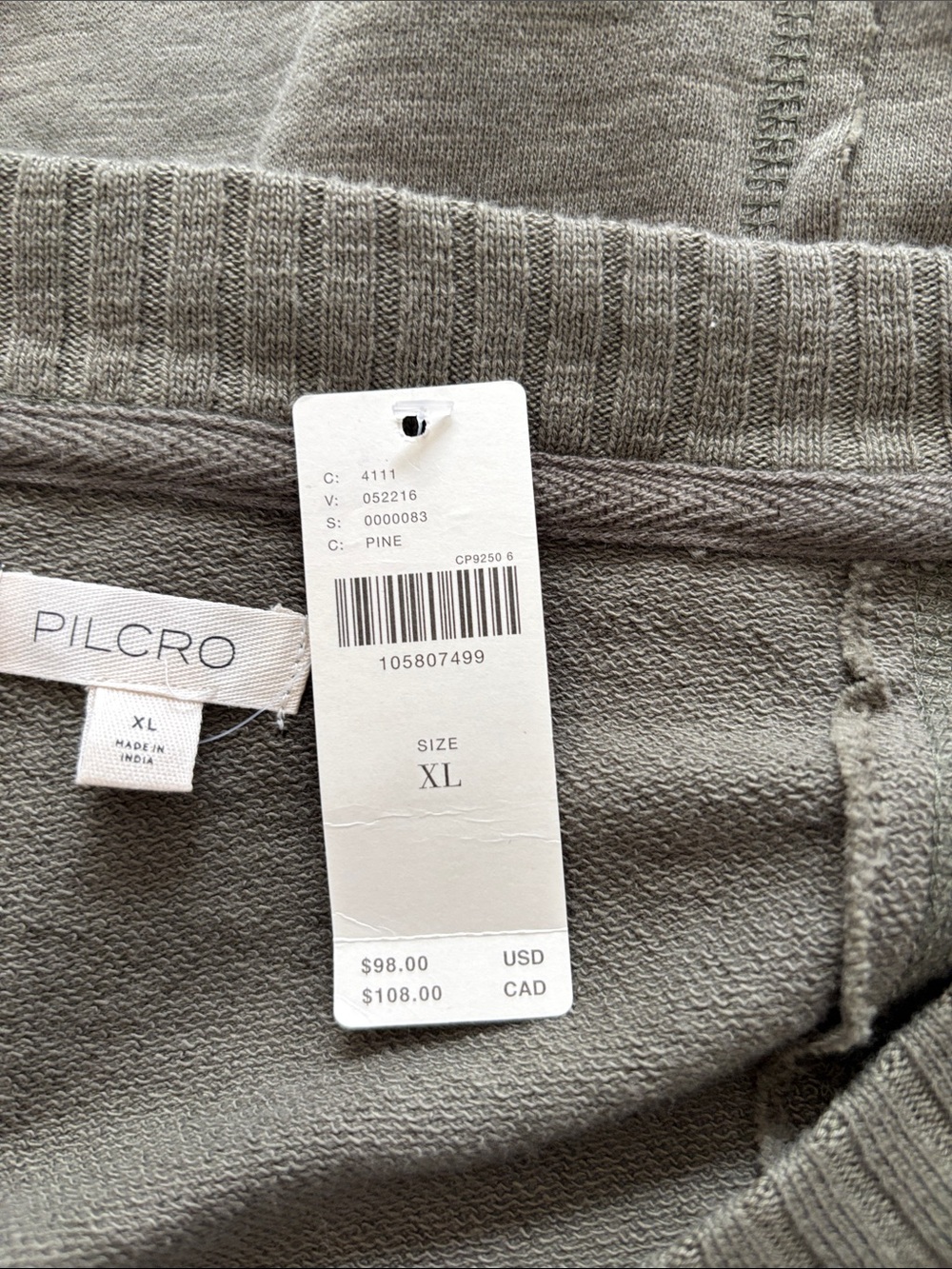 Pilcro/Anthropologie V-Neck Graphic Flea Market Sweatshirt in Pine Size XL. NWT - Picture 8 of 11